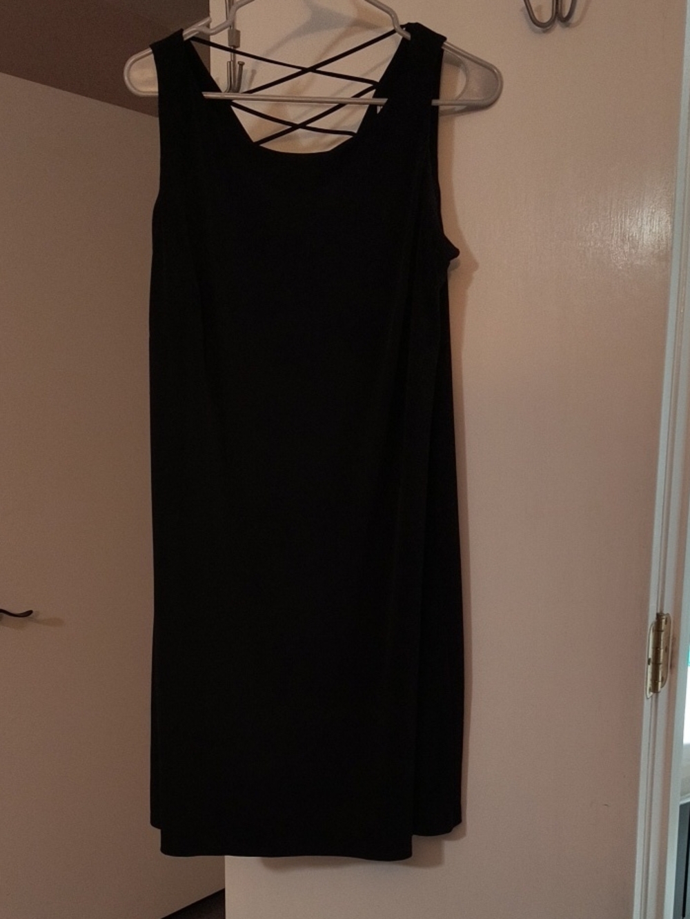 Sleeveless Black Midi Dress with Strappy Back